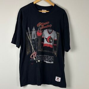 Ottawa Senators CCM Nutmeg Vintage 90s Black Graphic T-Shirt - Size XL